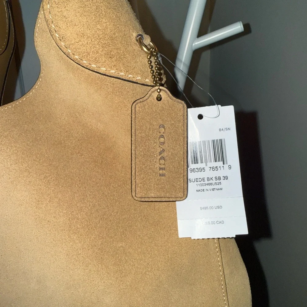 Coach Brooklyn Bag - Suede Tan Shoulder Hobo
